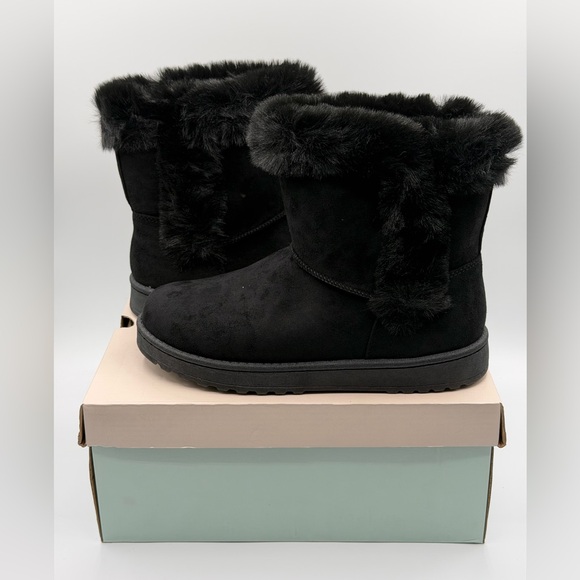 SO Shoes - Brand New Women's SO Paulina Black Faux Fur-Lined Winter Boots Size 8.5